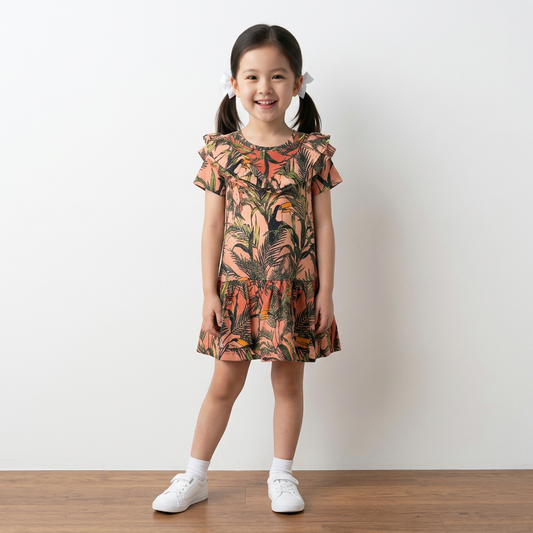 Never Fully Dressed Детска рокля Tropics Parrot