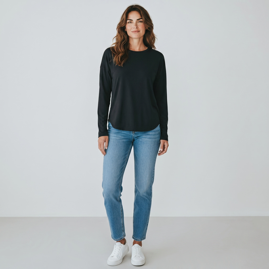 Vero Moda – Дамска черна блуза с дълъг ръкав