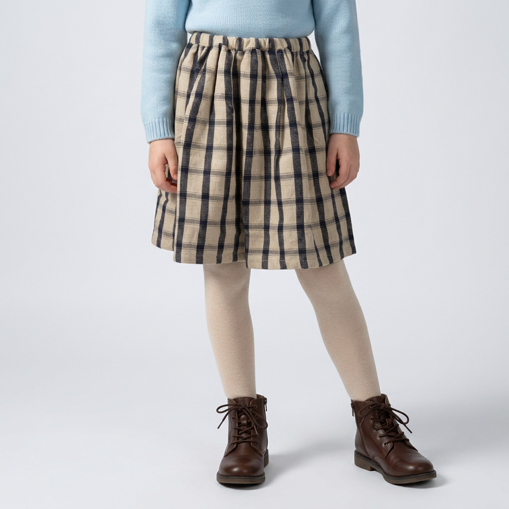 BONTON - Детска карирана пола – Cream Check