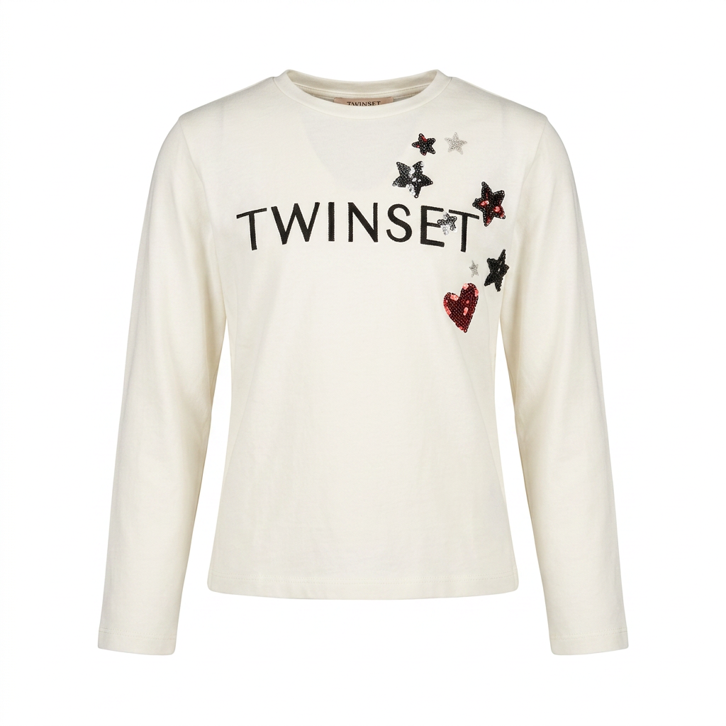 TWINSET Детска блуза с дълъг ръкав – Off White