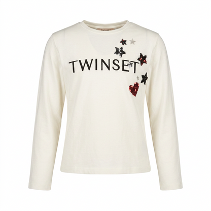 TWINSET Детска блуза с дълъг ръкав – Off White