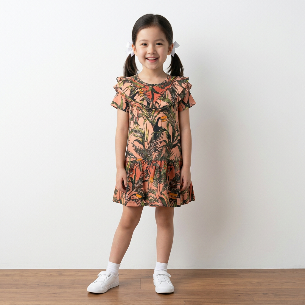 Never Fully Dressed Детска рокля Tropics Parrot