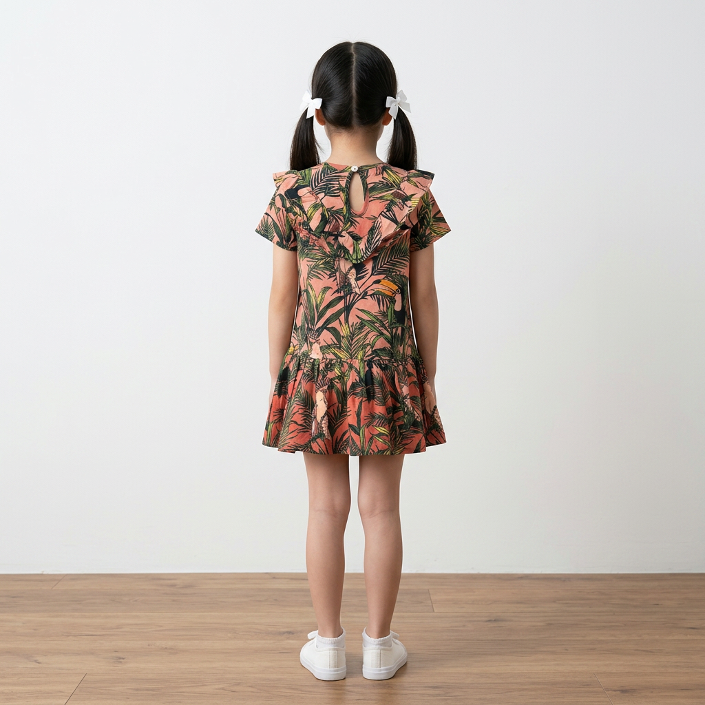 Never Fully Dressed Детска рокля Tropics Parrot