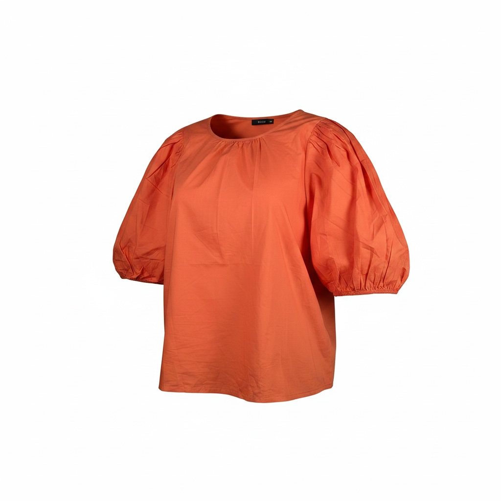 Tom Tailor Denim – Women's Cotton Blouse with Puffed Sleeves