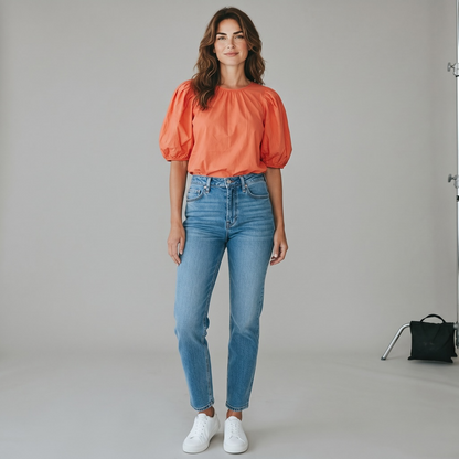 Tom Tailor Denim – Women's Cotton Blouse with Puffed Sleeves