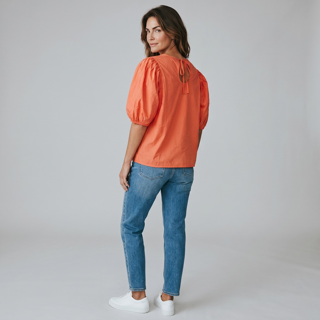 Tom Tailor Denim – Women's Cotton Blouse with Puffed Sleeves